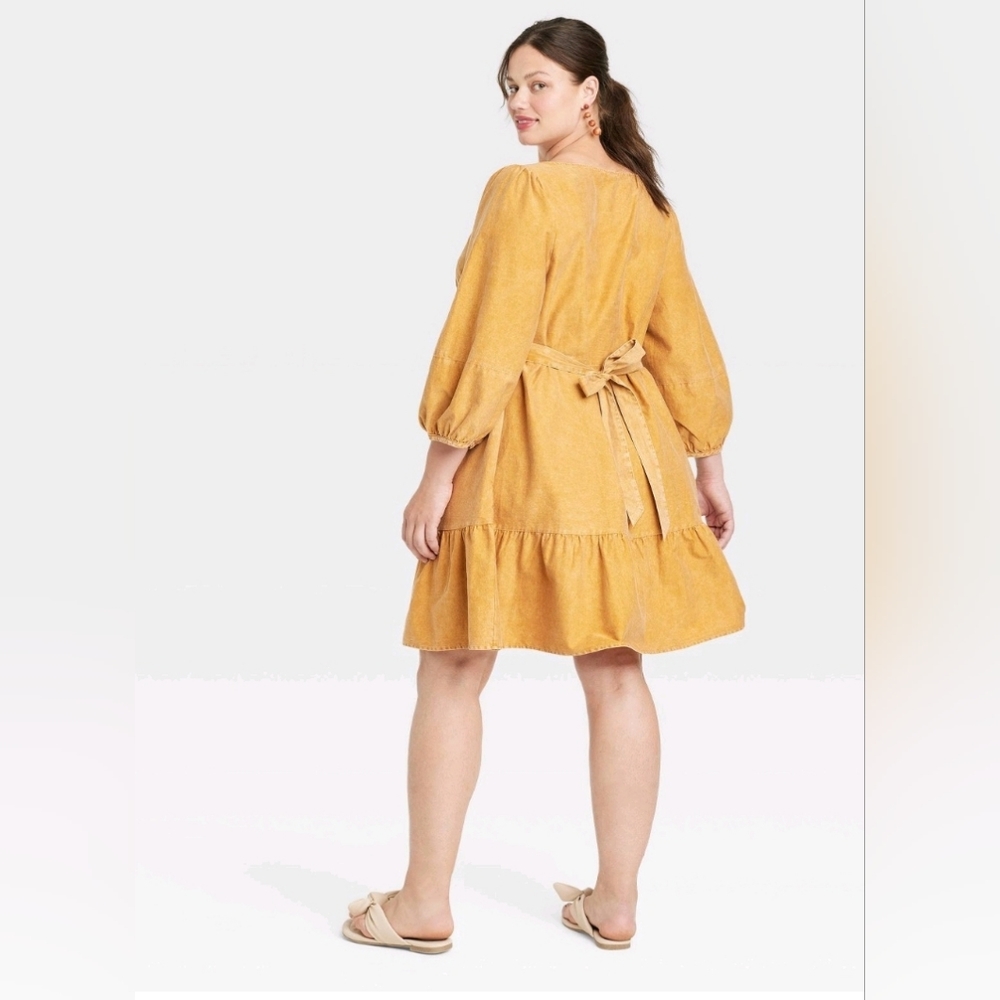 Dress- Plus Size Balloon 3/4 Sleeve A-Line Dress - Ava & Viv - Picture 6 of 10